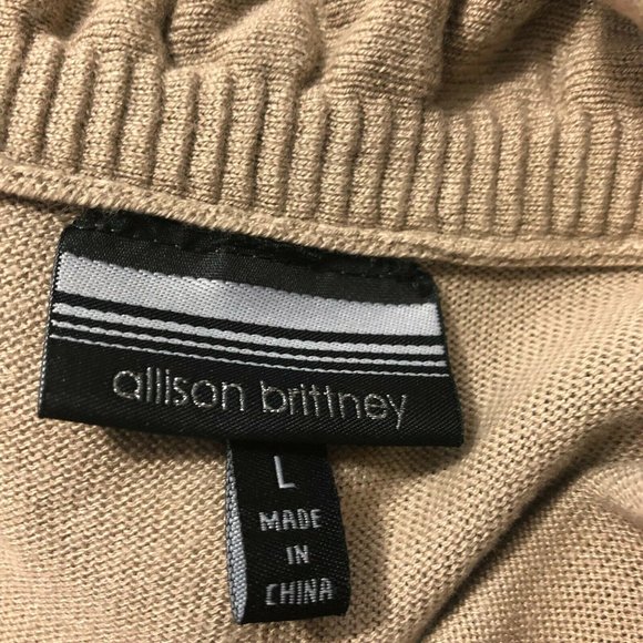 allison brittney Womens Large Light Brown Sweater Open Front Ruffles Shark Bite - Picture 11 of 11